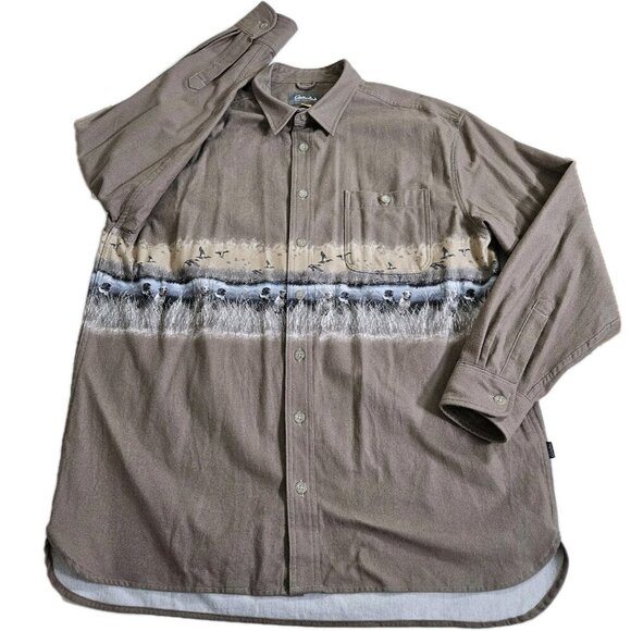 Cabela's Shirt Men XLT Beige LS Buttons Pocket Outdoor Hunting Deer Skin Flannel - Picture 10 of 16